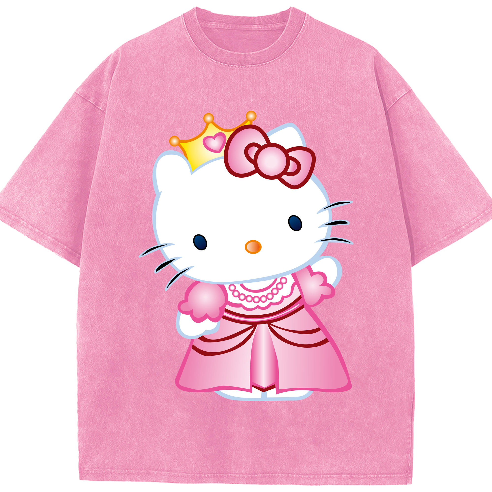 （画像用） Hello Kitty ハローキティ 綿100% ヴィンテージ風 半袖Tシャツ（フロントプリント）